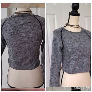 ♡PINK Long Sleeve Crop Workout Top Grey LVictoria's Secret